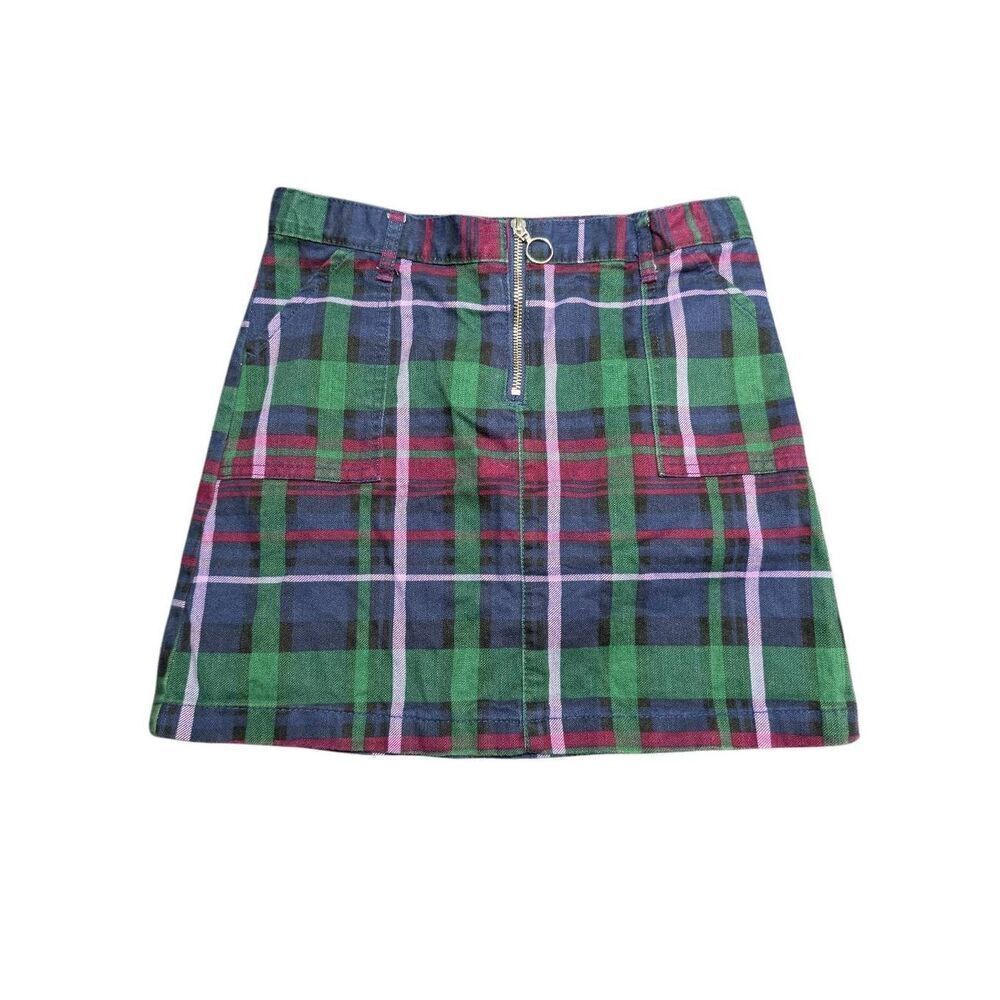 Children's Place Girls Plaid Twill Zip Skirt - blue Kids 12